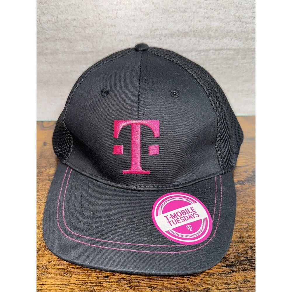 T-Mobile Hat Black Baseball Cap Tuesdays Mesh Back Pink Adjustable Hat Cap